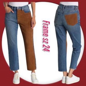 Frame Denim Jeans Le Original Straight leg Suede Panel pockets Cropped Jeans